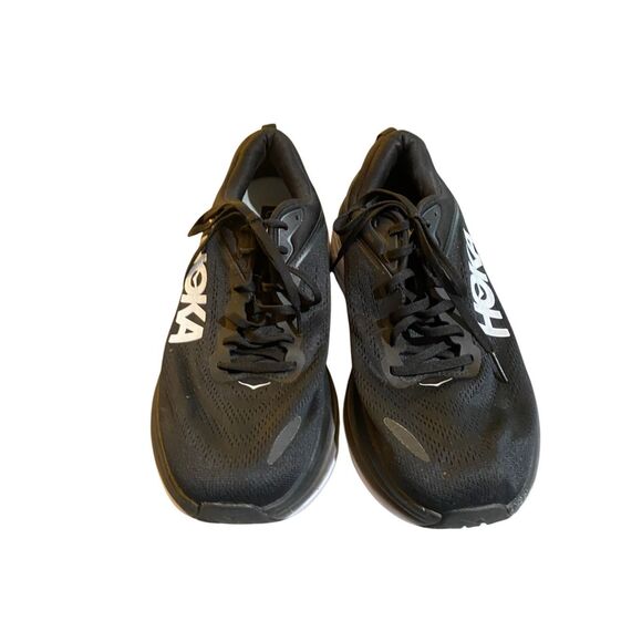 Hoka one Bondi 8 men’s black and white athletic running shoe 11 E main image 6
